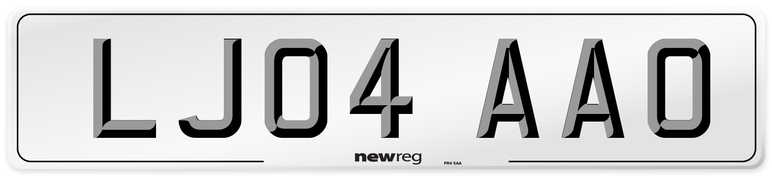 LJ04 AAO Number Plate from New Reg